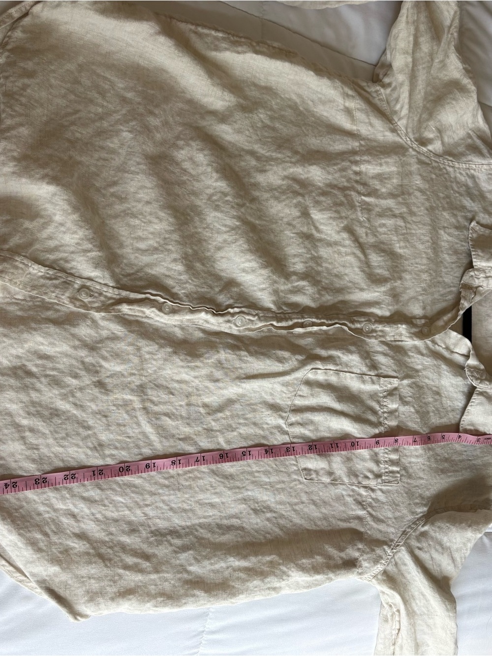 H&M Women’s Light Beige Linen Long Sleeve Button-Up Shirt - Picture 9 of 11